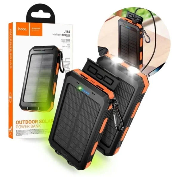 power bank solar hoco j164 8000mah | ideal viajes y emergencias