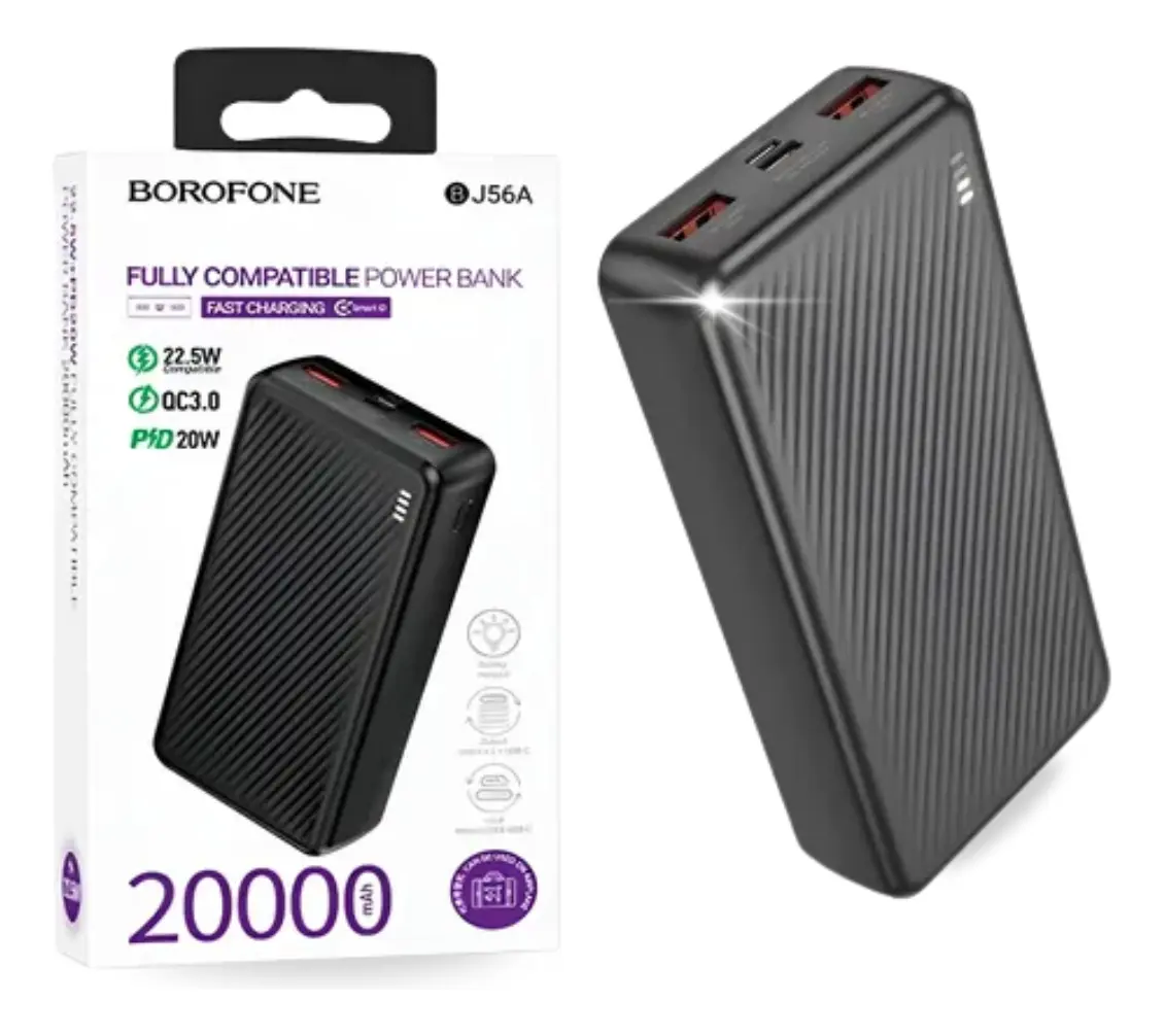 power bank borofone bj56a 20.000mah carga rápida | energía todo el día + envío gratis
